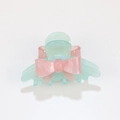 Pinza per capelli in acrilico verde menta con fiocco rosa per acconciature dolci - Verde Menta