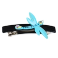 Detailed close-up of sky blue dragonfly hair clip with sparkling blue rhinestones - Ocean Blue