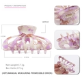 Purple marble tie-dye acetate hair claw clip with cutout design and golden metal spring - Purple