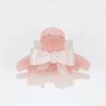 Molla per capelli in resina rosa traslucida con fiocco bianco perlato - Rosa Fata