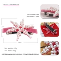 Pink acetate starfish hair clip with elegant pearl embellishments and spring fastener - Pink