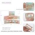 Pastel marble cellulose acetate hair claw clip, 6x4cm rectangle geometric hair accessory - Magic Gray Green