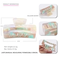 Large marble pattern cellulose acetate square hair claw clip with size dimensions - Magic Gray Green