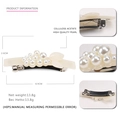 Vintage 8.9cm cream acetate spring hair clip with white pearls and leaf accents - Off-white