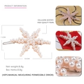 Barrette étoile élégante de 8,5cm en acétate de cellulose avec perles pour femmes - Rose poudré