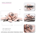 Pink acrylic 3D rose flower hair clip with black edges and metal spring clip - Pink