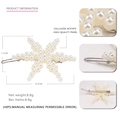 Barrette étoile de mer en acétate de cellulose avec perles fantaisie clip de 8,5cm - Blanc Cassé