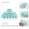 Pinza per capelli con trama in marmo blu in PVC da 8,5 cm per acconciature estive - Verde Floreale