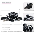 Vintage black acrylic rose hair clip with white petal edges and spring hair fastening - Black