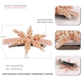 Barrette étoile en acétate rose avec perles et pince crocodile en métal - Doré
