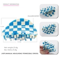 Blue and white checkered semi-circle cellulose acetate hair claw clip with measurements - Blue Plaid