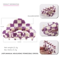 Purple and white checkered cellulose acetate hair claw clip with wavy edges and dimensions - Purple Plaid