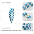 Cerchietto a scacchi blu e bianchi in acetato di cellulosa con fascia larga 2,2 cm - Blu a Quadri