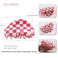 Pinza per capelli a scacchi rosa e beige in acetato a semicerchio misura 8,5 cm x 4,3 cm - Rosa a Quadri