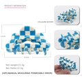 Haarklammer aus Acetat mit blau-weißem Schachbrettmuster und Wellendesign - Blau Kariert