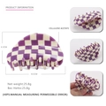 Pinza per capelli in acetato di cellulosa a scacchi viola e crema dal design a semicerchio - Quadri viola