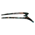 Green leopard print acetate U-shaped hair pin with marble pattern for hair styling - Grey Green