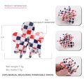Cute small flower hair claw clip with red blue white checkerboard pattern and rhinestones - Blue Red Checkered