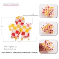 Floral PVC hair claw with red and yellow checkered pattern and rhinestone center - Orange Red Checkered