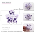 Cute purple checkered flower PVC hair claw clip with rhinestone, size 4cm by 3.6cm - Grid Purple