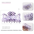 Pince à cheveux large en PVC à damier violet et blanc, longueur 8,8 cm pour femme - Grille Violet
