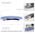 Lichtpaarse haarclip van celluloseacetaat met metalen veer, afmetingen en details - Hemelsblauw