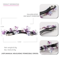 Eleganter violetter Blumen-Haarclip aus Celluloseacetat mit Strasssteinen für Damen - Metalllila