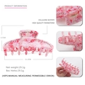 Pink and white marble acetate hair claw clip with high-quality rhinestones 11.2cm - Pink