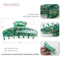 Large tortoiseshell green acetate hair claw clip with rhinestones for thick hair - Green