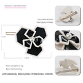 Pinza para el pelo camelia de acetato de celulosa con perla y diseño bicolor blanco y negro - Negro