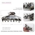 Large marble cellulose acetate shark hair claw clip with rhinestones for thick hair - Black