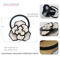 Coletero francés de camelia y perla en acetato de celulosa blanco y negro elegante - Beige