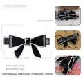 French vintage black and white cellulose acetate bow hair clip with spring fastener - 8.8x4.8cm / Black with White Edge