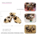 Detail view of cellulose acetate hair claw with tortoiseshell pattern and dimensions - Tortoiseshell