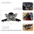 Elegant large butterfly acetate hair claw clip with colorful rhinestones for women - Black