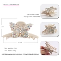 Elegant 10cm cream white acetate butterfly hair claw with sparkling colorful rhinestones - Off White