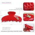 Red acetate hair claw with crystal rabbit and pearl design for women, 8.0cm size - Red