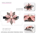 Pink checkered acetate flower hair clip with pearl center and black spring barrette - Coffee Pink