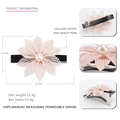 Pinza para el pelo con flor de acetato rosa, perla central y pétalos de malla - Rosa