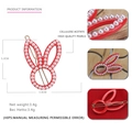 Red acetate rabbit ear hair clip with high-quality pearls and gold-tone metal base - Red with White Pearl