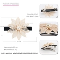 Pinza para el pelo floral de acetato crema con perla y diseño de rejilla de 8,5 cm - Beige