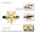 Checkered yellow acetate flower hair clip with pearl center for French elegant style - Beige
