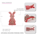 Fermaglio per capelli a forma di coniglio rosso vintage con strass e acetato, 5,5 cm - Rosso