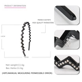 Elegant wavy black acetate headband with sparkling rhinestones and anti-slip teeth - Black