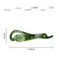 Detail showing dimensions and acetate material of this dark green marble banana hair clip - Green