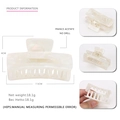 White acetate square claw clip with pearl luster finish, 7.5cm medium size shark hair clip - White