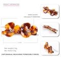 Amber shell flower hair clip in acetate fiber with sparkling rhinestones embellishment - Red Tortoiseshell