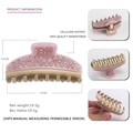 Pince à cheveux en acétate rose avec strass et dents en métal doré 7,5cm x 4,5cm - Rose Bonbon