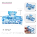 Blue marble texture medium acetate hair claw clip with metal spring 7.5cm length - Blue