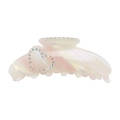 Dettaglio di una grande pinza per capelli in acetato iridescente con cuore di strass - Cuore Rosa Strass AB